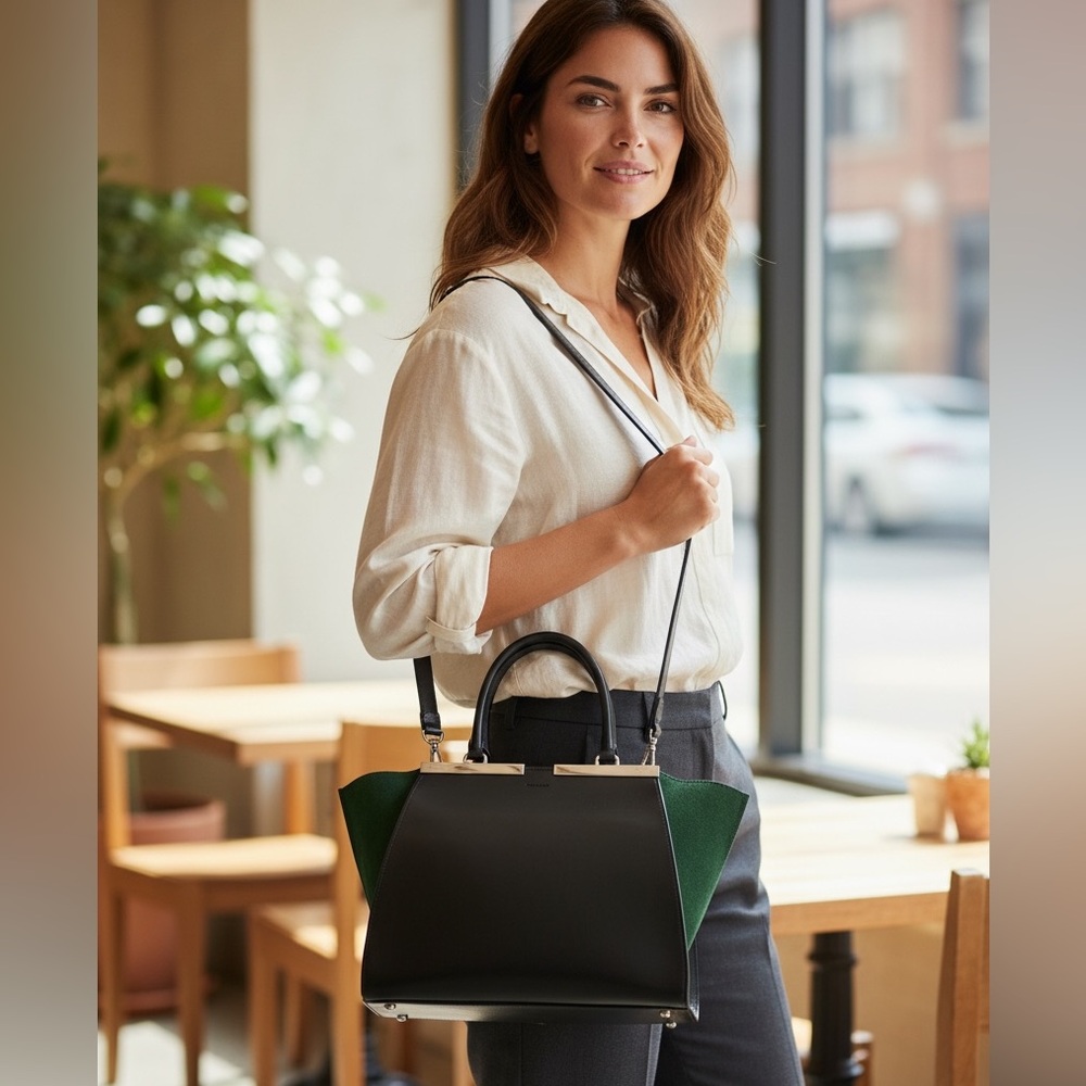 Fendi Hand Bag Black Leather
